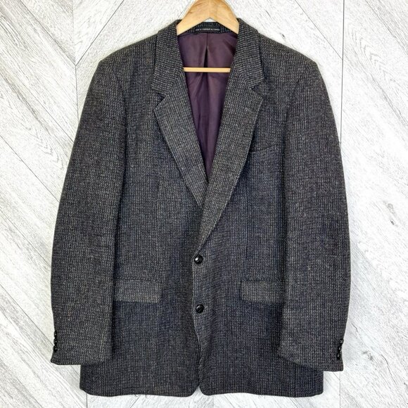 Vintage Harris Tweed Blazer Sport Coat Jacket Mens 46 Tall Wool Retro Hipster - Picture 1 of 7